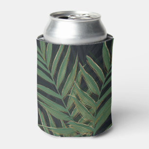 Trendy Green Palm Blätter Gold Strikes Gray Design Dosenkühler