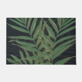 Trendy Green Palm Blätter Gold Strikes Gray Design Fußmatte (Vorderseite)