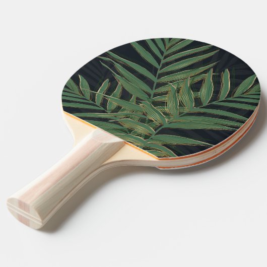 Trendy Green Palm Blätter Gold Strikes Gray Design Tischtennis Schläger (Vorderseite)