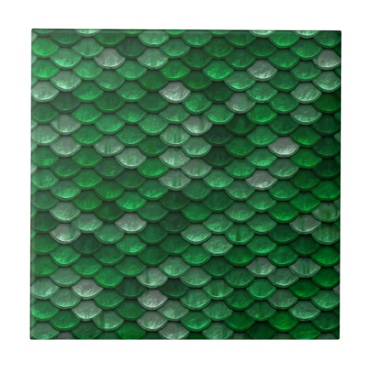 Trendy Green Scale Muster Fliese (Vorderseite)