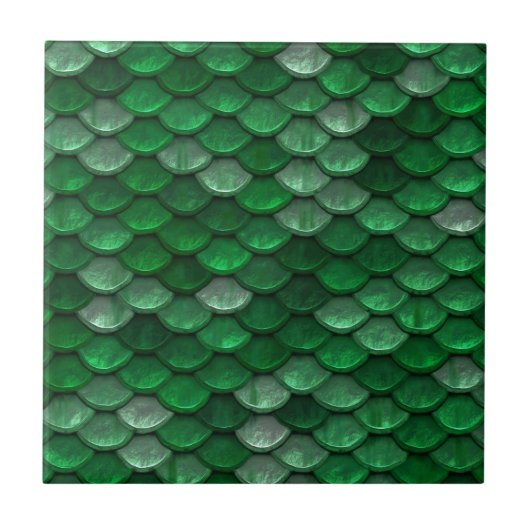 Trendy Green Scale Muster Fliese (Vorderseite)