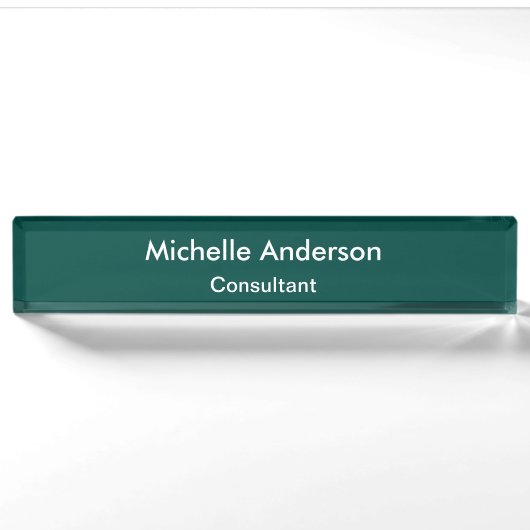 Trendy Green Script Consultant Desk Namplate Namensplakette (Vorderseite)