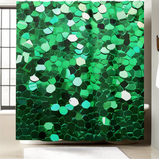 Trendy Green Sequin Duschvorhang