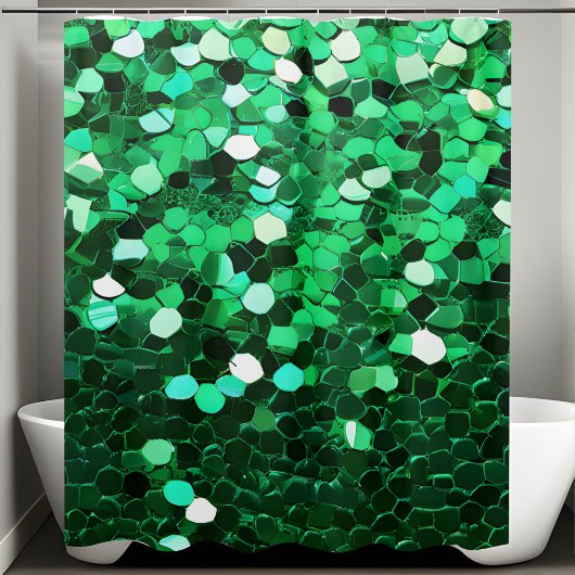 Trendy Green Sequin Duschvorhang