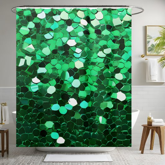 Trendy Green Sequin Duschvorhang