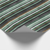 Trendy Green Strip & Gold Glitzer Weihnachts-Weihn Geschenkpapier (Ecke)