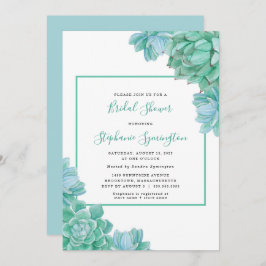 Trendy Green Succulents Brautparty Einladung