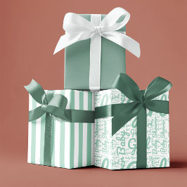Trendy Green Typografy Girl Script Baby Shower Geschenkpapier Set