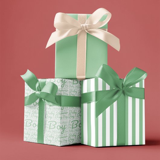 Trendy Green Typography Boy Script Baby Shooter Geschenkpapier Set