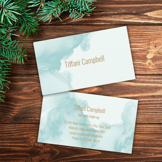 Trendy Green Watercolor Business Card Visitenkarte