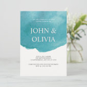 Trendy Green Watercolor Wedding Einladung (Stehend Vorderseite)