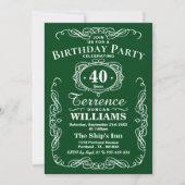 Trendy Green & White Typografy Birthday Party Einladung (Vorderseite)