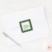 Trendy Green & White Weihnachtsgeschenk-Label Quadratischer Aufkleber (Umschlag)