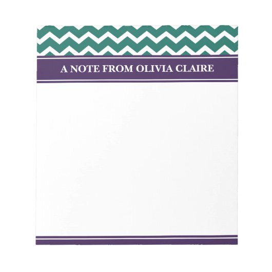 Trendy Green Zickzack Lila Individuelle Name Notizblock (Vorderseite)