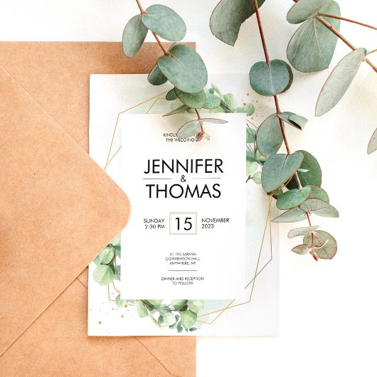 Trendy greenery eucalyptus wedding Verlobung Einladung