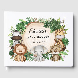 Trendy Greenery Jungle Safari Animals Baby Dusche Gästebuch
