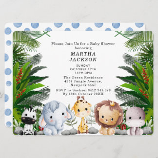 Trendy Greenery Jungle Safari Animals Baby Shower  Einladung