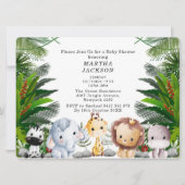 Trendy Greenery Jungle Safari Animals Baby Shower  Einladung (Vorderseite)