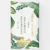 Trendy Greenery und Gold Cross Bestätigung Banner (Vertikal)