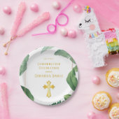 Trendy Greenery und Gold Cross Bestätigung Pappteller (Party)