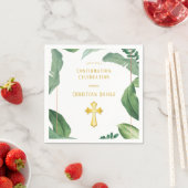 Trendy Greenery und Gold Cross Bestätigung Serviette (Beispiel)