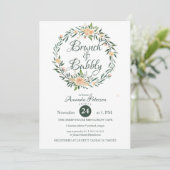 Trendy Greenery Wreath Brunch & Bubbly Einladung (Stehend Vorderseite)