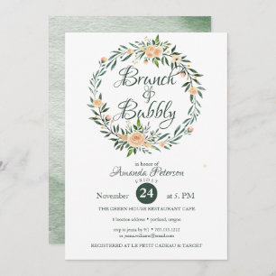 Trendy Greenery Wreath Brunch & Bubbly Einladung