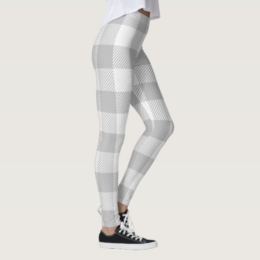 Trendy Grey and White Buffalo Karo/Karierte Leggin Leggings (Rechts)