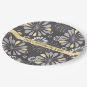 Trendy Grey and Yellow Floral Paper Teller (Schrägansicht)