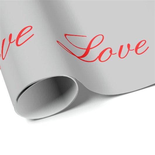 Trendy Grey Background Red Liebe Wedding Geschenkpapier (Rolleneckpunkt)