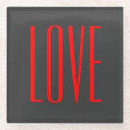Trendy Grey Background Red Liebe Wedding Glasuntersetzer