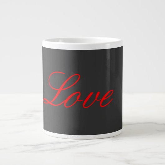 Trendy Grey Background Red Liebe Wedding Jumbo-Tasse (Vorderseite)