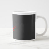 Trendy Grey Background Red Liebe Wedding Jumbo-Tasse (Rechts)