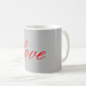 Trendy Grey Background Red Liebe Wedding Kaffeetasse (VorderseiteRechts)