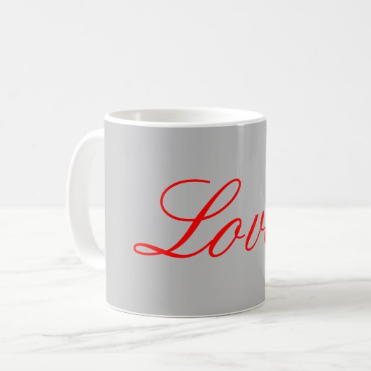 Trendy Grey Background Red Liebe Wedding Kaffeetasse (Vorderseite Links)