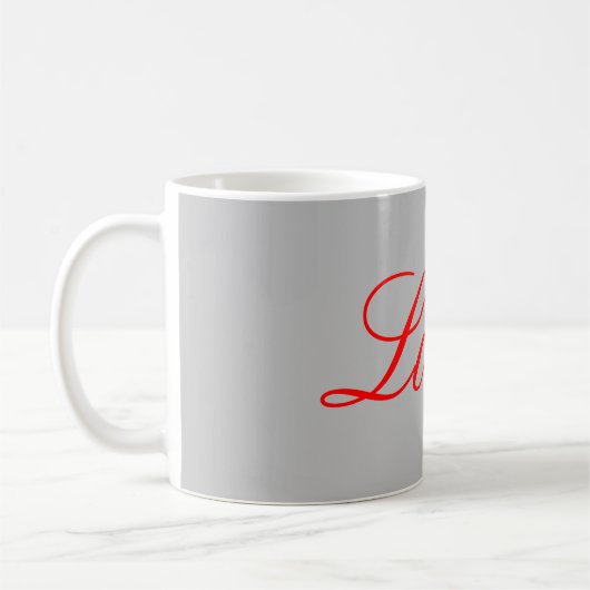 Trendy Grey Background Red Liebe Wedding Kaffeetasse (Links)