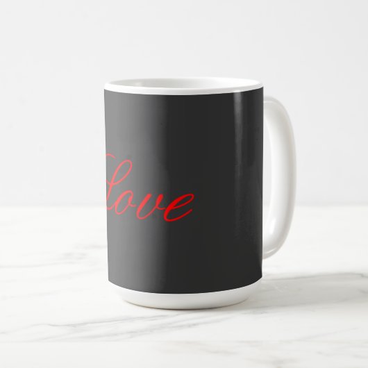 Trendy Grey Background Red Liebe Wedding Kaffeetasse (VorderseiteRechts)