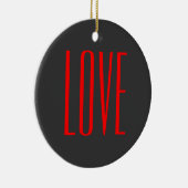 Trendy Grey Background Red Liebe Wedding Keramik Ornament (Rechts)