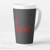 Trendy Grey Background Red Liebe Wedding Milchtasse (Rechte Ecke)
