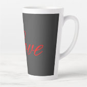 Trendy Grey Background Red Liebe Wedding Milchtasse (Rechts)
