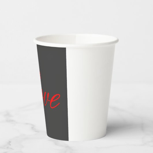 Trendy Grey Background Red Liebe Wedding Pappbecher (Links)