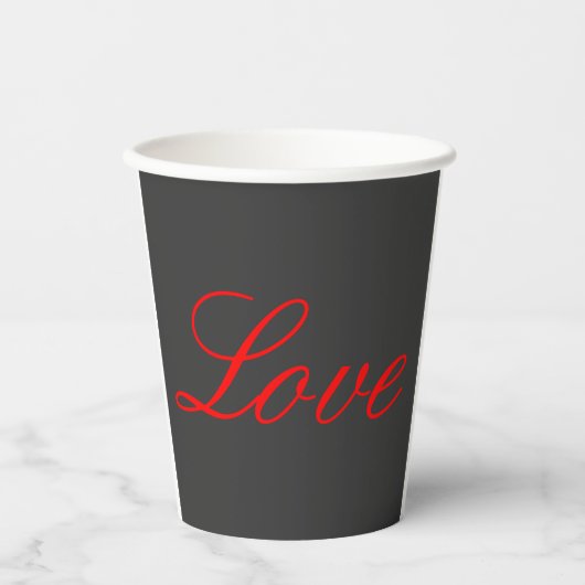 Trendy Grey Background Red Liebe Wedding Pappbecher (Vorderseite)
