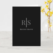 Trendy Grey Monogram & White Name, Black Card Karte (Gelbe Blume)