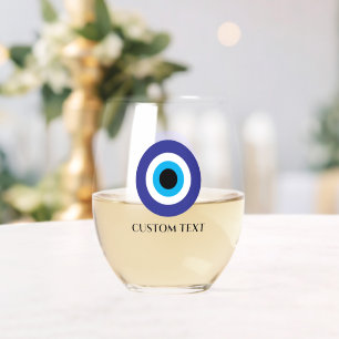 Trendy griechische türkische Hochzeit Evil Eye Blu Weinglas Ohne Stiel