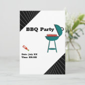 Trendy GRILLEN Barbecue Backyard Potluck Party Einladung (Stehend Vorderseite)