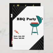 Trendy GRILLEN Barbecue Backyard Potluck Party Einladung (Vorne/Hinten)