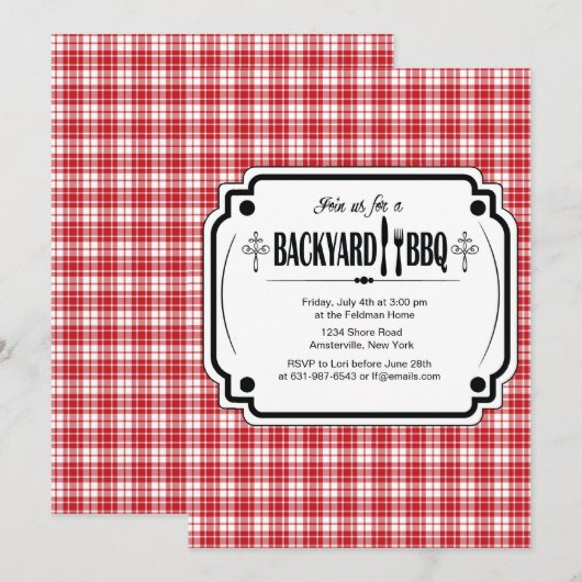 Trendy GRILLEN Einladung (Vorne/Hinten)