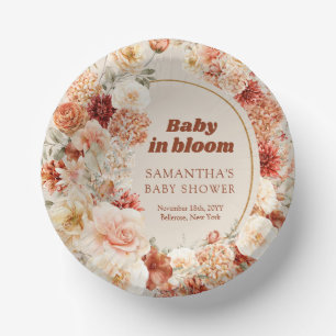 Trendy groovy Kupfer rostig bordeauxrot Babydusche Pappteller