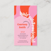 Trendy Groovy Pink & Red Hair Salon Frisör Visitenkarte (Vorderseite)