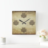 Trendy Grundge Irish Glück Kleeblatt Quadratische Wanduhr (Zuhause)